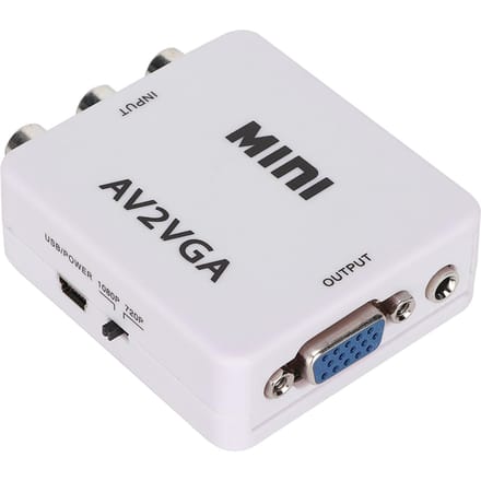 480P Mini Composiet AV naar VGA Adapter TV Set Top Box Audio Video Converter (Wit)