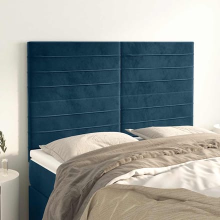 vidaXL - Hoofdbord - donkerblauw - 144x5x118/128 - cm - fluweel