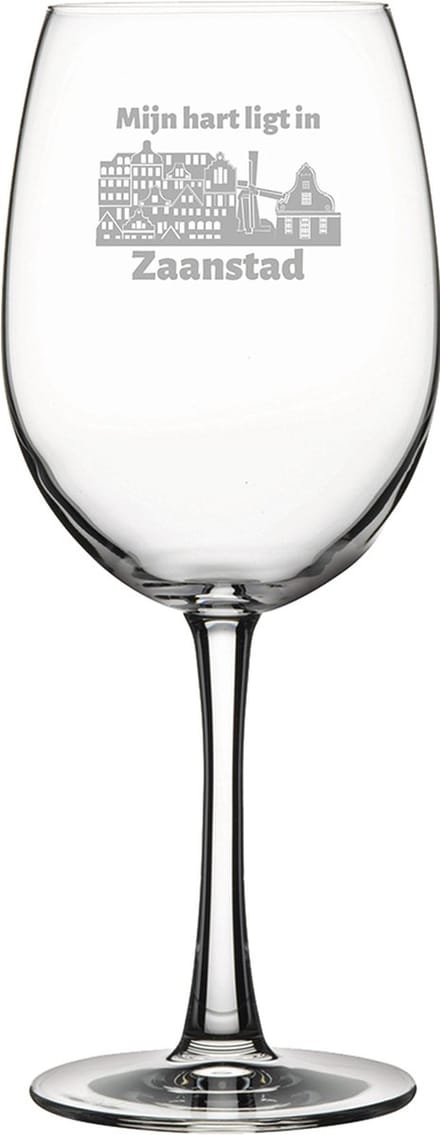 Gegraveerde Rode wijnglas 58cl Zaanstad