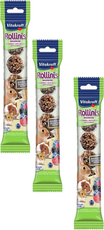 Vitakraft Rollinis Bosvrucht - Konijnensnack - 3 x 48 g