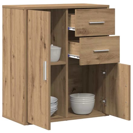 vidaXL - Dressoir - Artisan - Eiken - 60 - x - 31 - x - 70 - cm - Bewerkt - hout