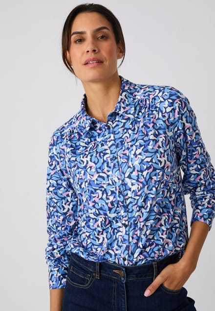 Damart - Overhemdblouse van warm tricot - Dames - Blauw - M