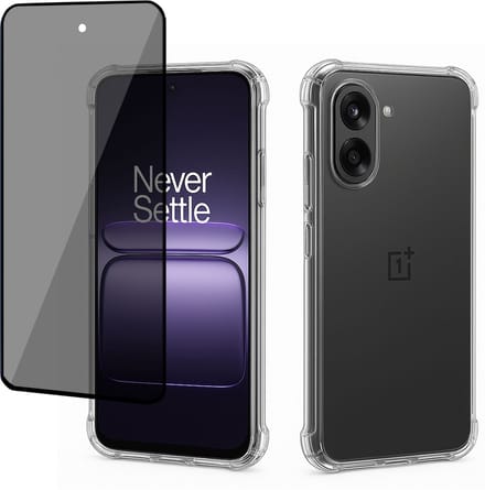 TechNow Hoesje + Privé Screenprotector geschikt voor OnePlus Nord CE 5 Hoesje Screenprotector - Privacy Tempered Glass - Case Transparant