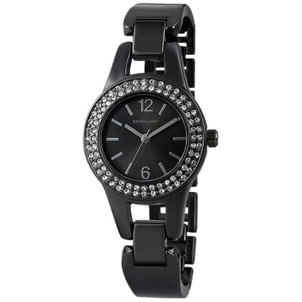 EXCELLANC Damenuhr Metall Crystal-Besatz