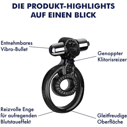 Penis- en testikelring met clitorisstimulator, 1,7 - 4,7 cm