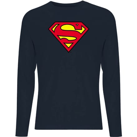 DC Official Superman Shield Unisex Long Sleeve T-Shirt - Navy - XL