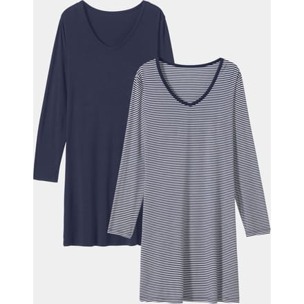 Twee jersey nachthemden - marine / wit / gestreept - Gr. 42 van Goldner Fashion