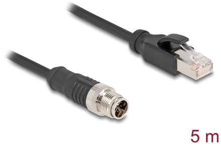 Delock 80868 RJ45 / M12 Netwerkkabel, patchkabel CAT 5e S/FTP 5.00 m Zwart Afgeschermd 1 stuk(s)