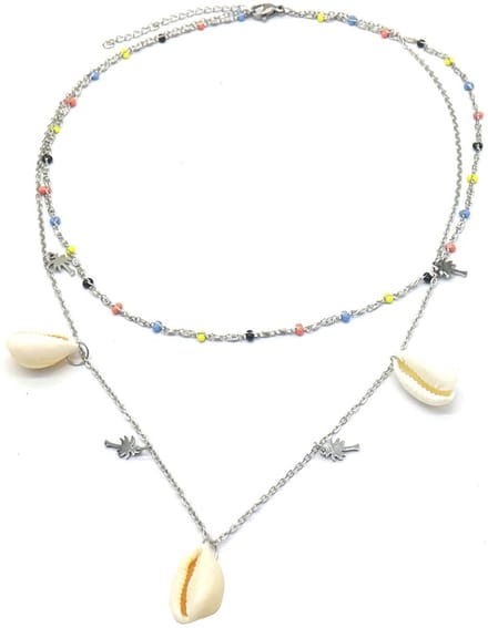 Ketting met Schelpen - RVS - Lengte 40-45 cm - Zilverkleurig