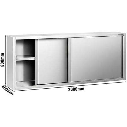 GGM Gastro Edelstahl Wandhängeschrank PREMIUM - 2000x400mm - mit Schiebetür - 800mm hoch