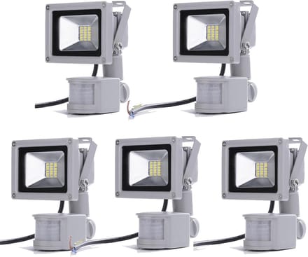 5x LED Buitenlamp met Bewegingsmelder 20W Koel Wit 6000K IP65 Waterdicht Krachtige Schijnwerper