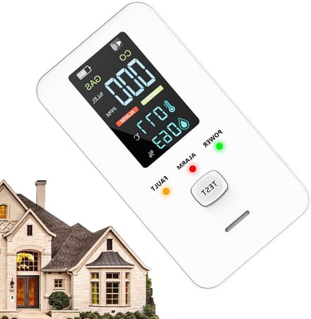 Koolmonoxidemelder - Gasdetector - Veiligheid Thuis - 4-in-1 Meter - 6.5x11.2x6.5 cm - Wit