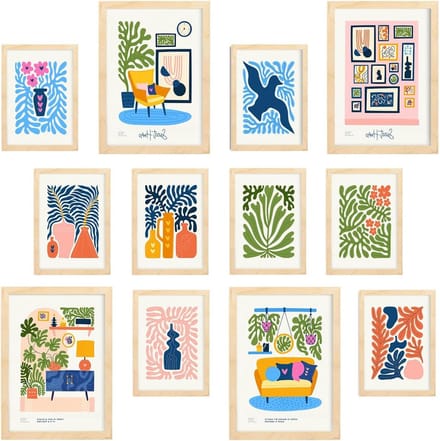 Interieurontwerp Lijsten - Decoratie Set - Muur Decoratie - 12 Delige Set - A3 en A4 - Licht Hout