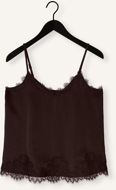 Object Objnaline Reg Slip Lace Top Tops & T-shirts Dames - Shirt - Bruin - Maat 42