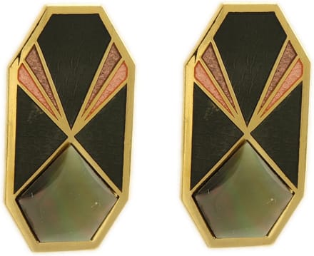 Behave Dames oorclips vintage zwart grijs