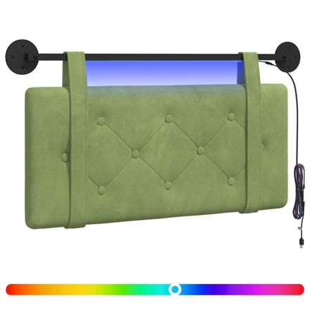 vidaXL - Hangend - hoofdbord - Met - LED-verlichting - Lichtgroen - Fluweel