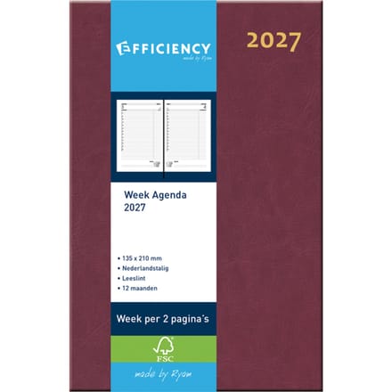 Agenda 2025 Ryam Efficiency Baladek 7dagen/2pagina's bordeaux