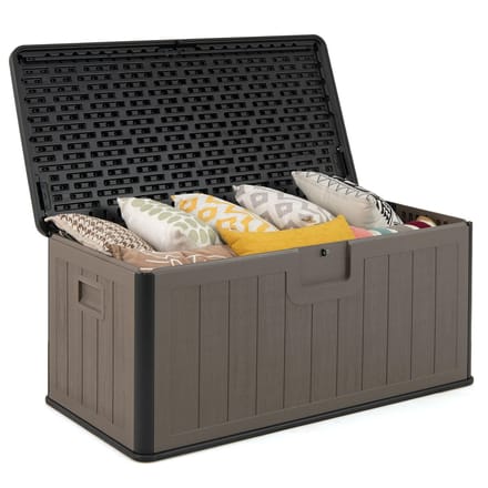 Coast Tuinbox - Kussenbox 378 liter - Waterdicht - Met afsluitbaar deksel - Zwart en bruin