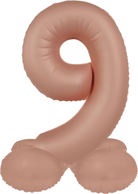 Staande Folieballon Cijfer 9 - Vintage Rose - Ultra Matt - 72 cm