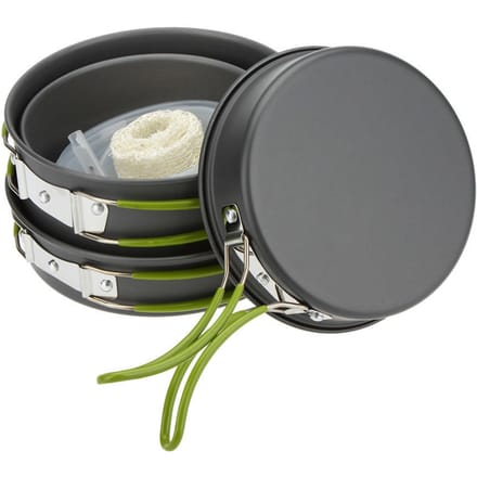 Lixada Draagbare Outdoor Servies Camping Kookgerei 2-3 Personen Multifunctionele Draagbare Kookset black