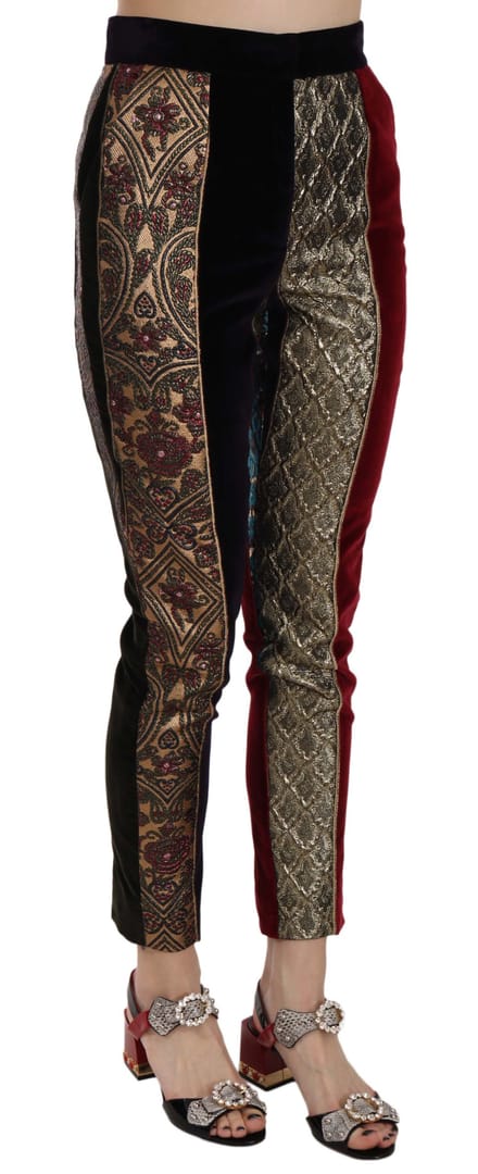 Dolce & Gabbana Vrouwen Multicolor Jacquard Geknipte Taps toelopende Broek