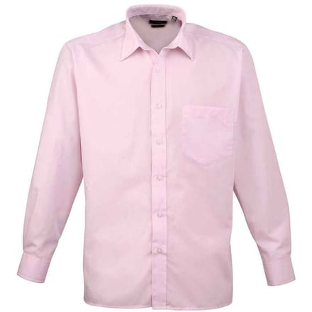 Premier Heren Popeline Overhemd Met Lange Mouwen (Roze)