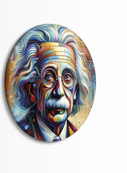 Indoorart - Muurcirkel Abstract Albert Einstein Plexiglas 40 cm - Wanddecoratie - Afbeelding op Plexiglas - Inclusief ophangplaat