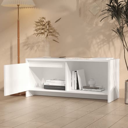 vidaXL - Tv-meubel - 90x35x40 - cm - bewerkt - hout - wit