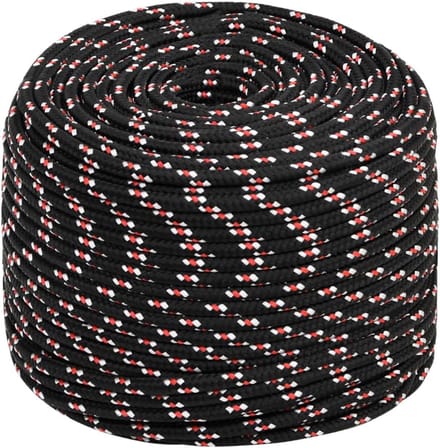 Boot Touw - Meertouw Kabel - Vastleggen Boot - Sterk Polypropyleen - 6mm 250m - Zwart Rood