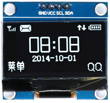OLED 1.3 inch I2C display 128x64 4 pin wit op zwart geschikt voor Arduino en microcontrollers