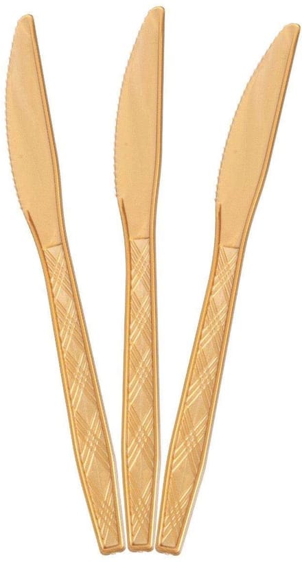 24x Herbruikbaar mes 170 mm , Goud, per 24 stuks verpakt