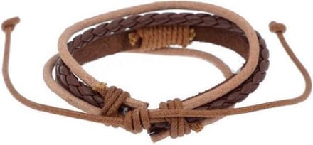 Montebello Armband Woodsia Light - Leer - ∅20-23cm (aanpasbaar)