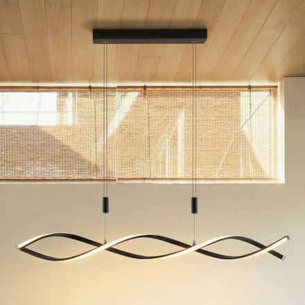 Lindby LED hanglamp Welina, zwart, ijzer, verstelbaar