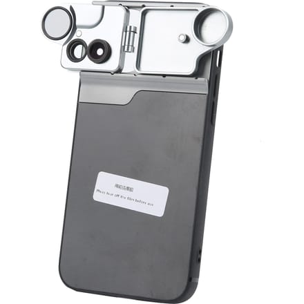 Telefoonhoesje met Meerdere Lenzen voor iPhone 12 met Externe Macro Groothoek CPL Filter Lens gray