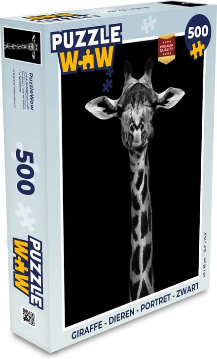 Puzzel Giraffe - Dieren - Portret - Zwart - Legpuzzel - Puzzel 500 stukjes