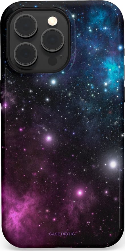 Casetastic hoesje geschikt voor Apple iPhone 15 Pro Max - MagSafe - Dubbellaagse bescherming - Nebula gloed - Fashion Case - Zwart Donkerblauw