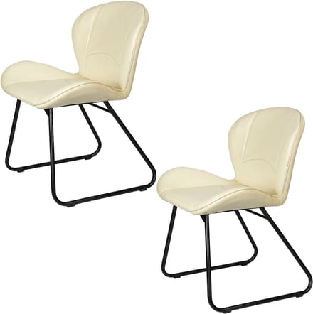 Moderne eetkamerstoelen van beige echt leer – comfortabele vergader- & bezoekersstoelen