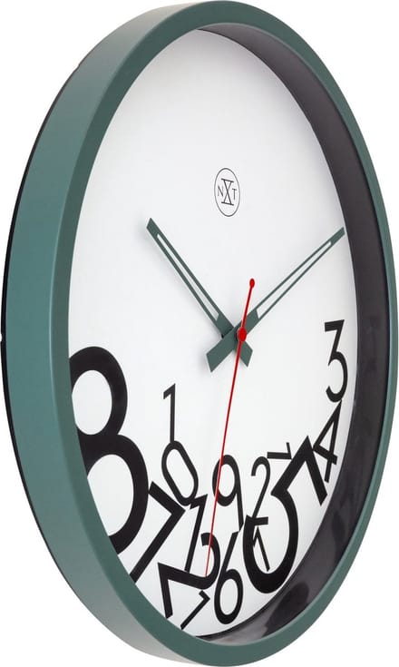 nXt Dropped Numbers – Stille Wandklok – 30 cm – Kunststof – Wit – Grappig design