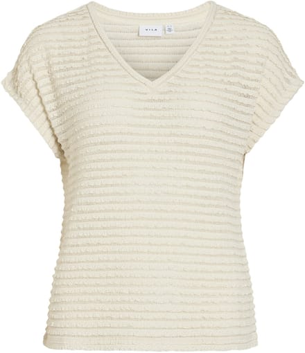 Vila T-shirt Vilogan V-neck C/s Top/rc 14116775 Birch Dames Maat - L