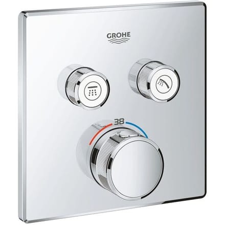 Grohe Grohtherm SmartControl thermostat ready-mounted set with 2 shut-off valves, square design 29124000