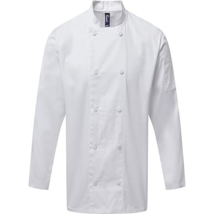 Premier Heren Coolchecker Chef Jacket met lange mouwen (Wit)