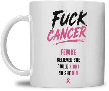 MOK | FUCK CANCER | ROZE BLOEM DESIGN | GEPERSONALISEERD | WIT
