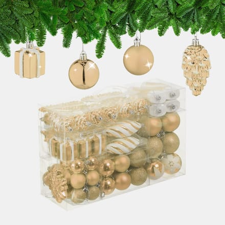 kerstballen - set van 72 - plastic - onbreekbaar - hartjes - sokjes - champagne