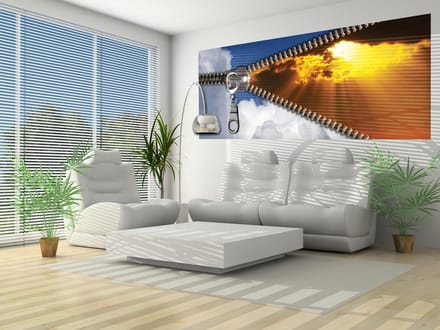 Zipper Sky Clouds Sun Beam Light Photo Wallcovering