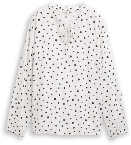 Tom Tailor Denim - Blouse met stippenpatroon - Maat XXL - small offwhite black dot print