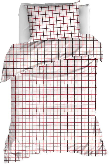 Moodit Dekbedovertrek Odil Rhombus Ruby Red - 140 x 200/220 + 60 x 70 cm - Rood - Katoen