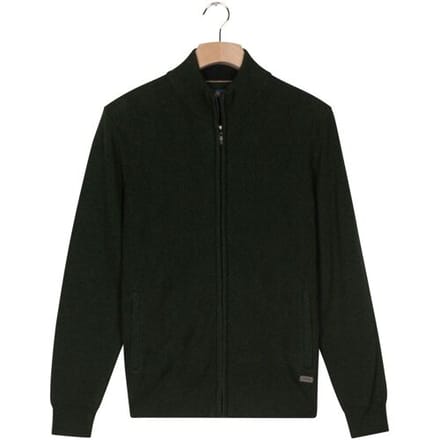 Baileys Vest Subtle Short Lines Woven Pattern Fullzip Structure Knit Donker Groen / male