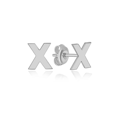 X initial oorknop zilver