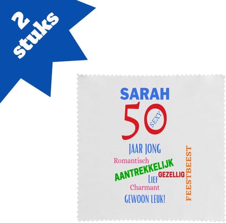 Akyol - sarah 50 brillendoekjes - Verjaardag cadeau - mama - grappige tekst - 17,8 bij 17,8 cm - 2 stuks