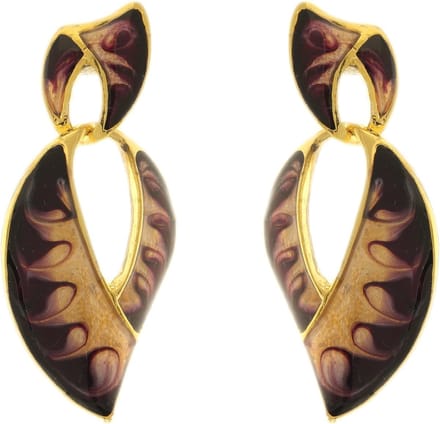 Behave - Dames oorbellen - Goudkleur paars design hangers - 4 cm